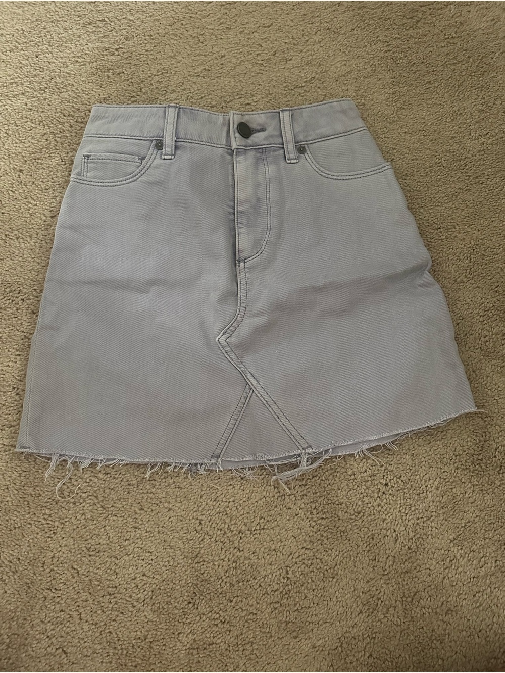 Light Gray Denim Mini Skirt - Classic A-Line Cut